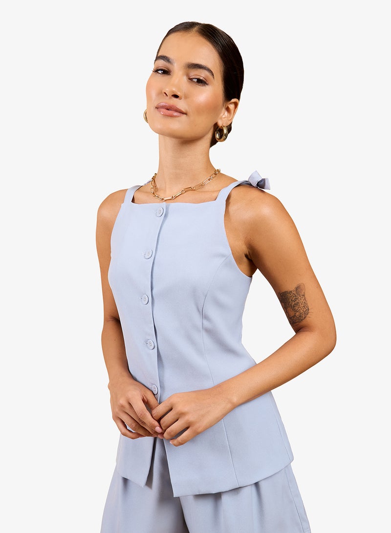 Little Mistress Blue Tie Waistcoat - Image 1